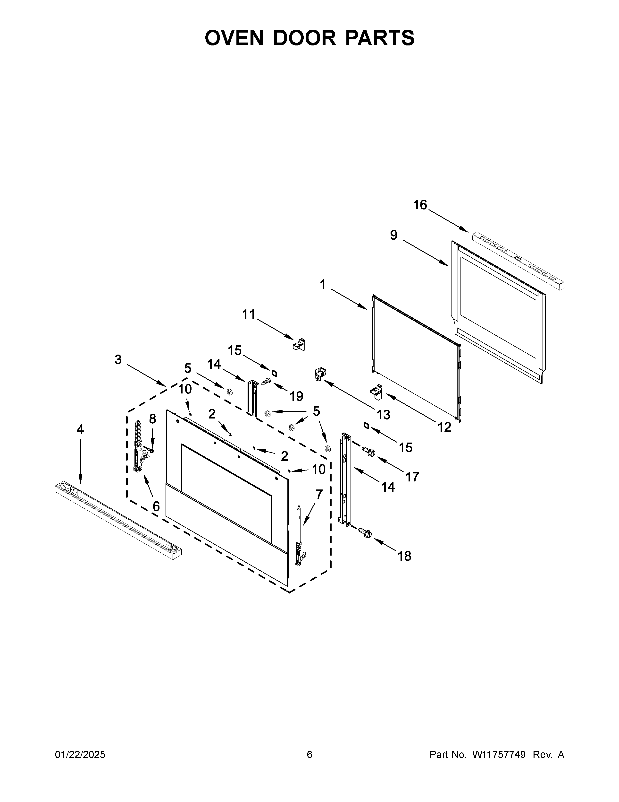 Oven door parts