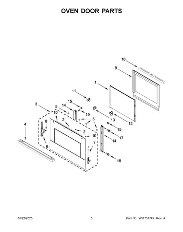Oven door parts
