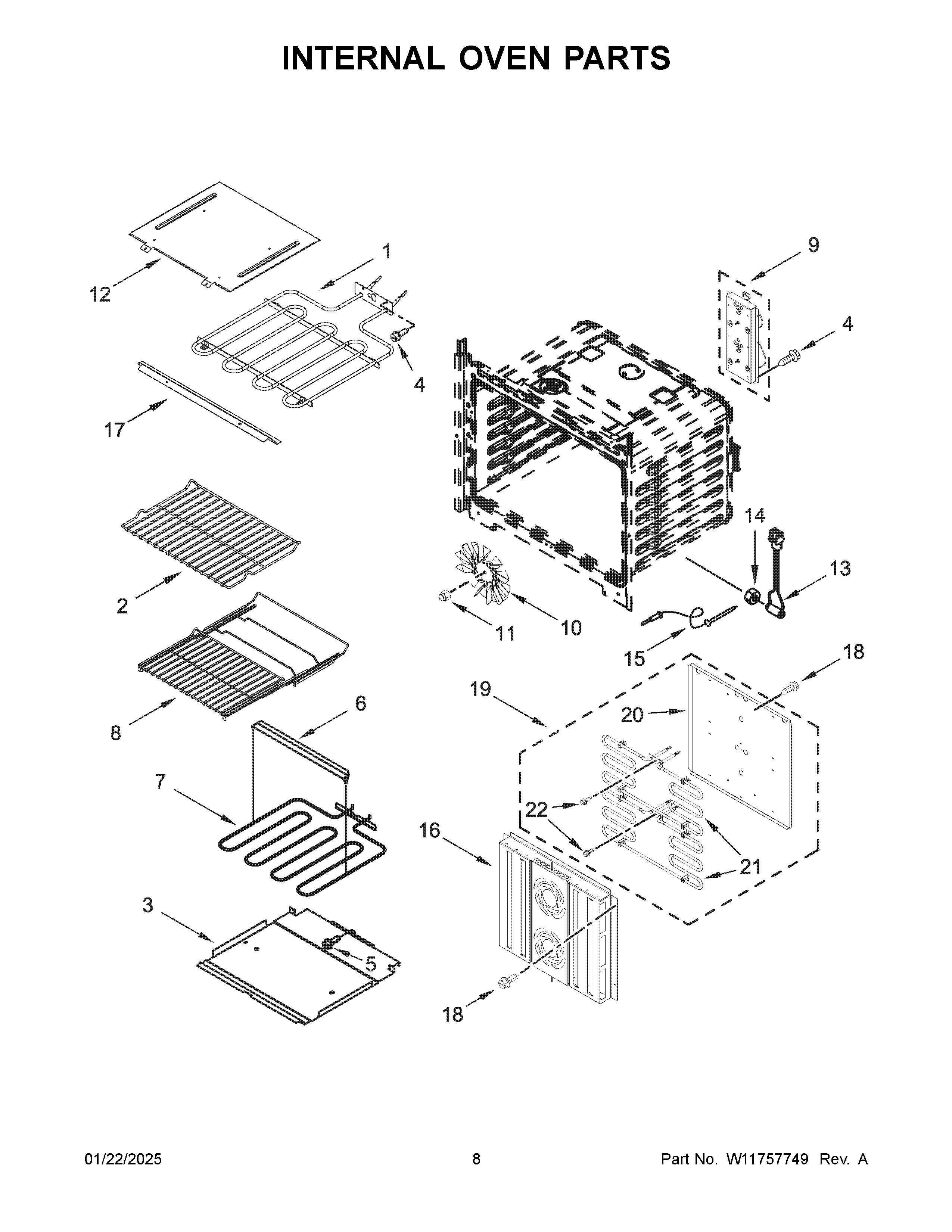 Internal oven parts