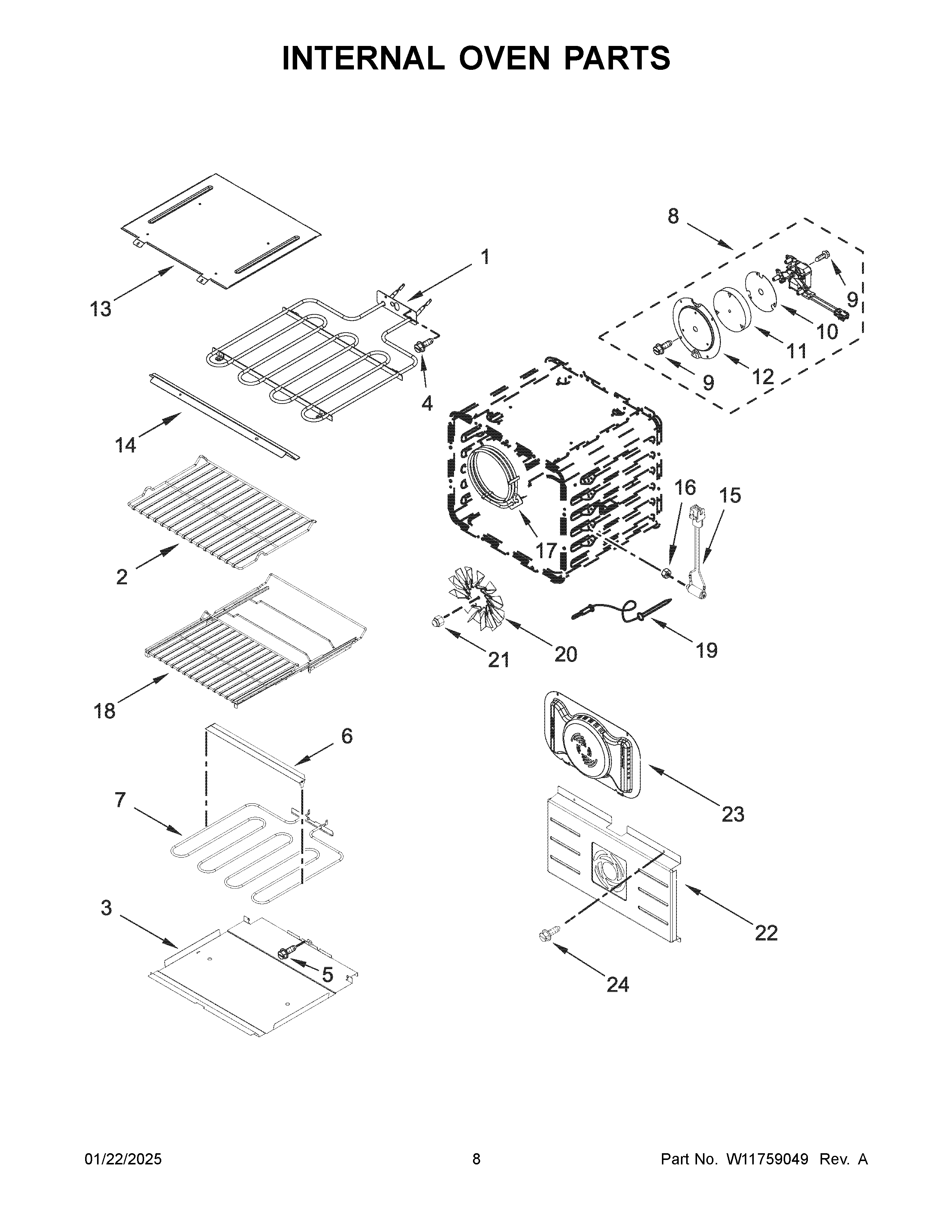 Internal oven parts