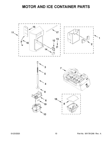 Motor and ice container parts