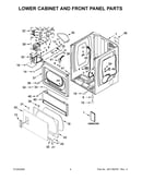 Lower cabinet and front panel parts