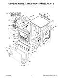 Upper cabinet and front panel parts