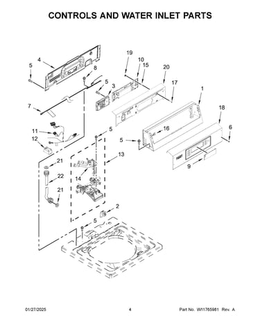 Controls and water inlet parts