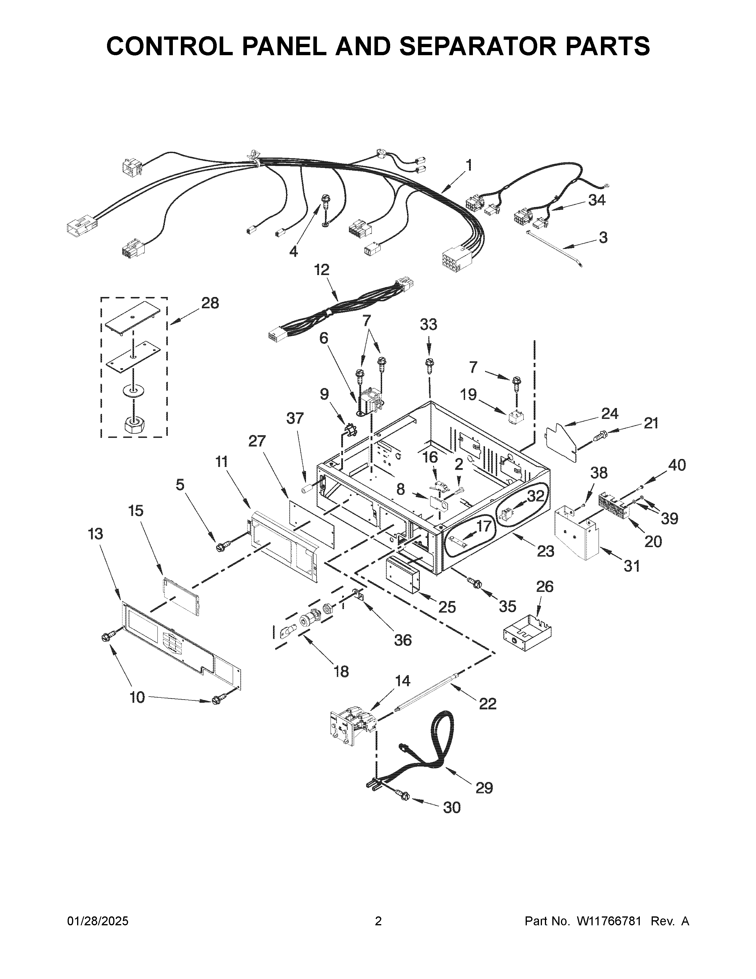 Control panel and separator parts
