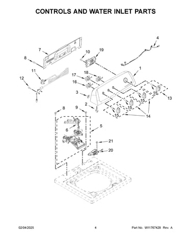 Controls and water inlet parts