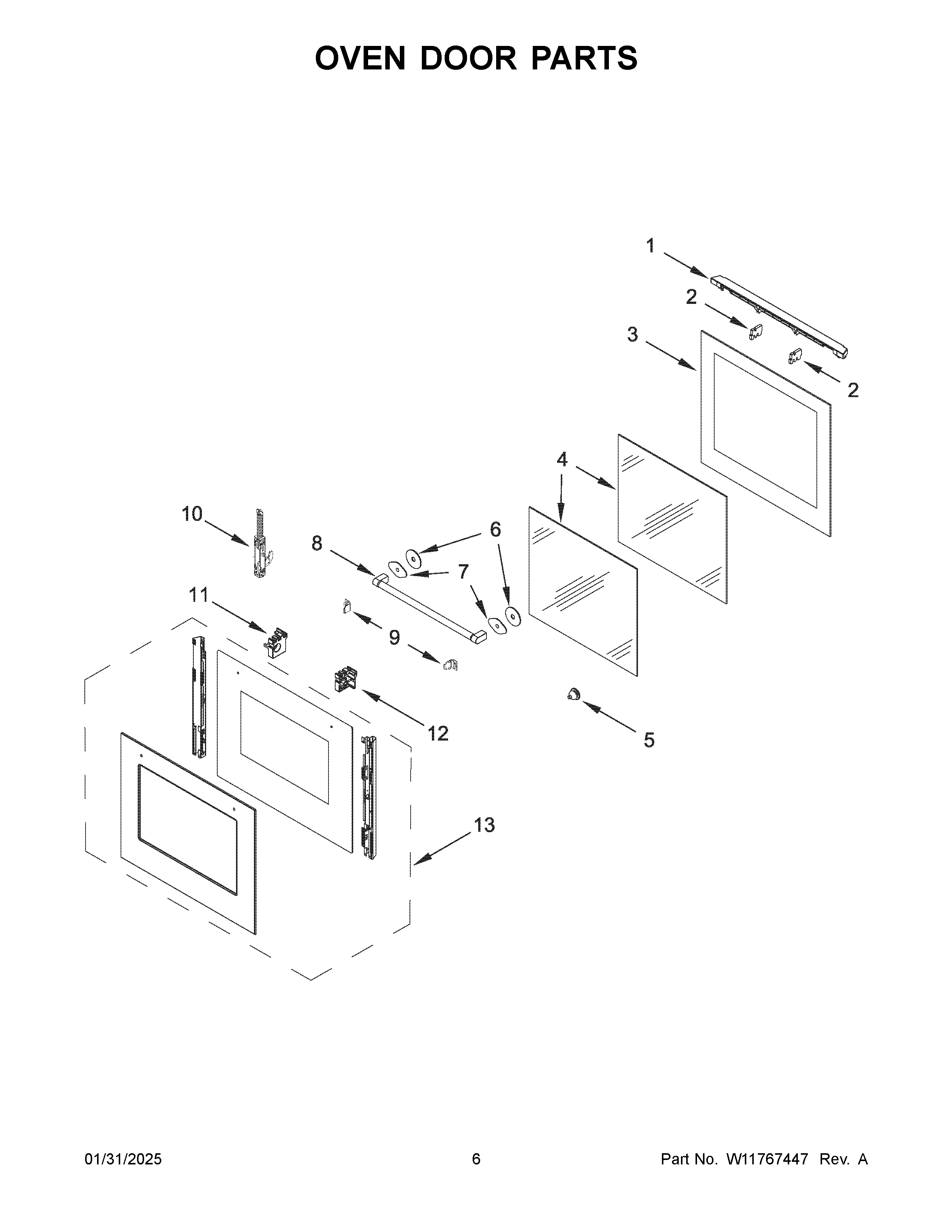 Oven door parts