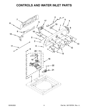 Controls and water inlet parts