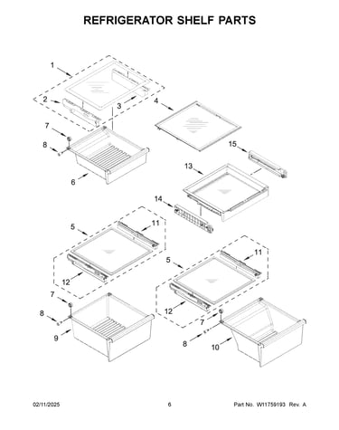 Refrigerator shelf parts