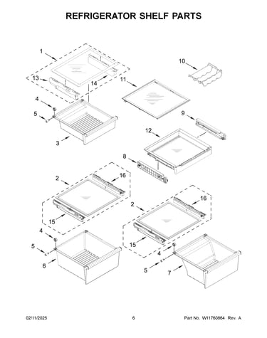Refrigerator shelf parts