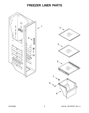 Freezer liner parts