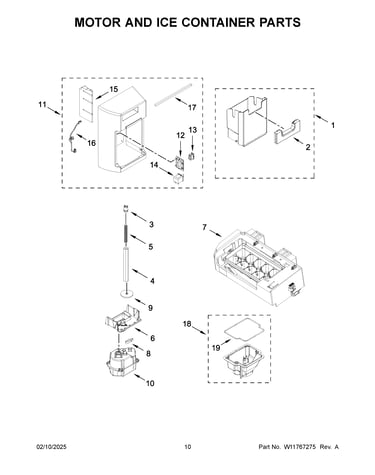 Motor and ice container parts