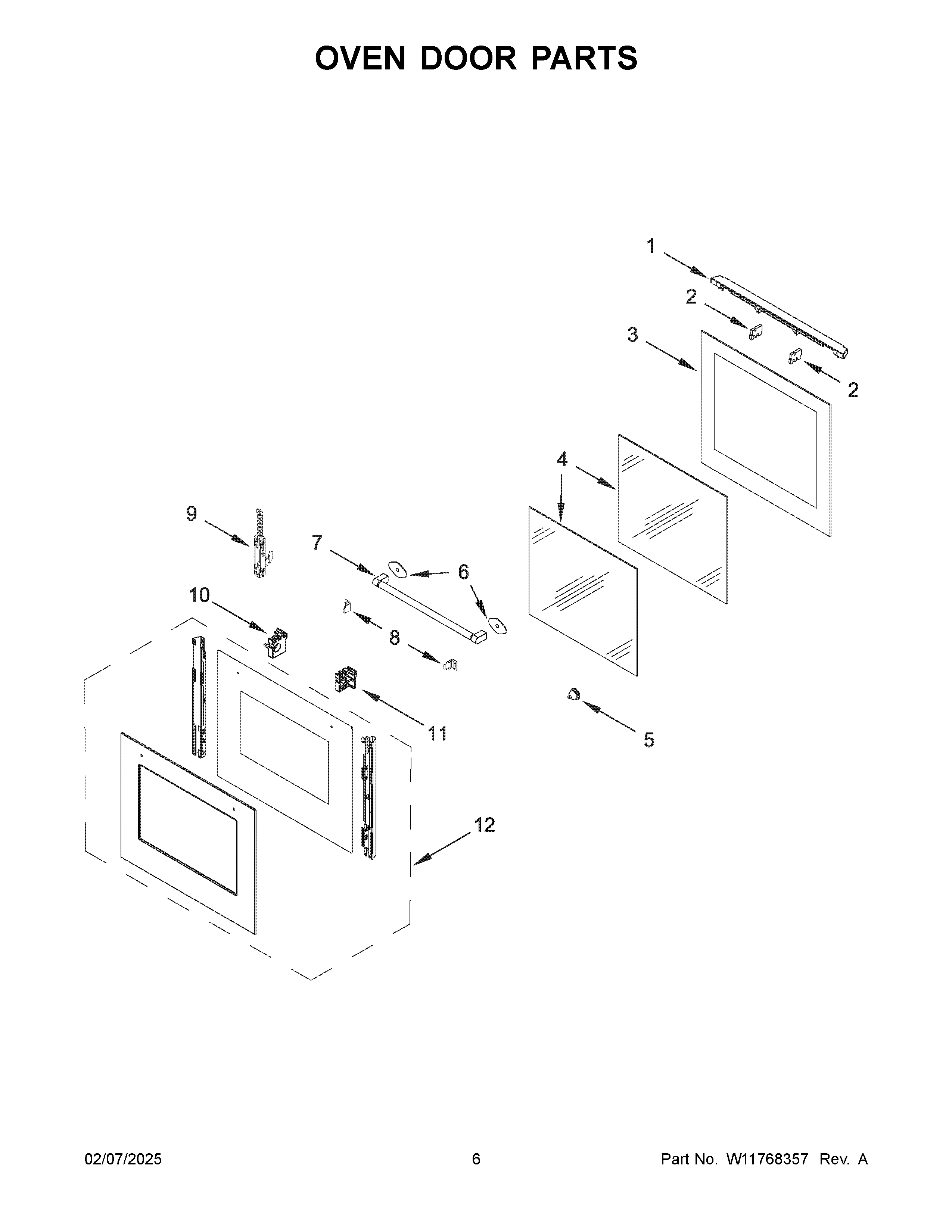 Oven door parts
