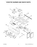 Cooktop, burner and grate parts