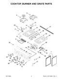 Cooktop, burner and grate parts