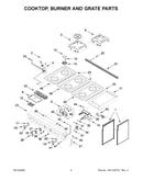 Cooktop, burner and grate parts