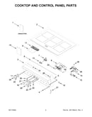Cooktop and control panel parts