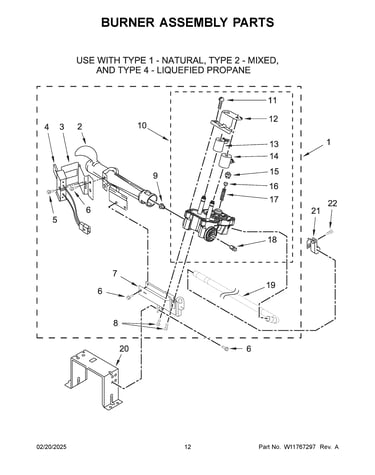 Burner assembly parts
