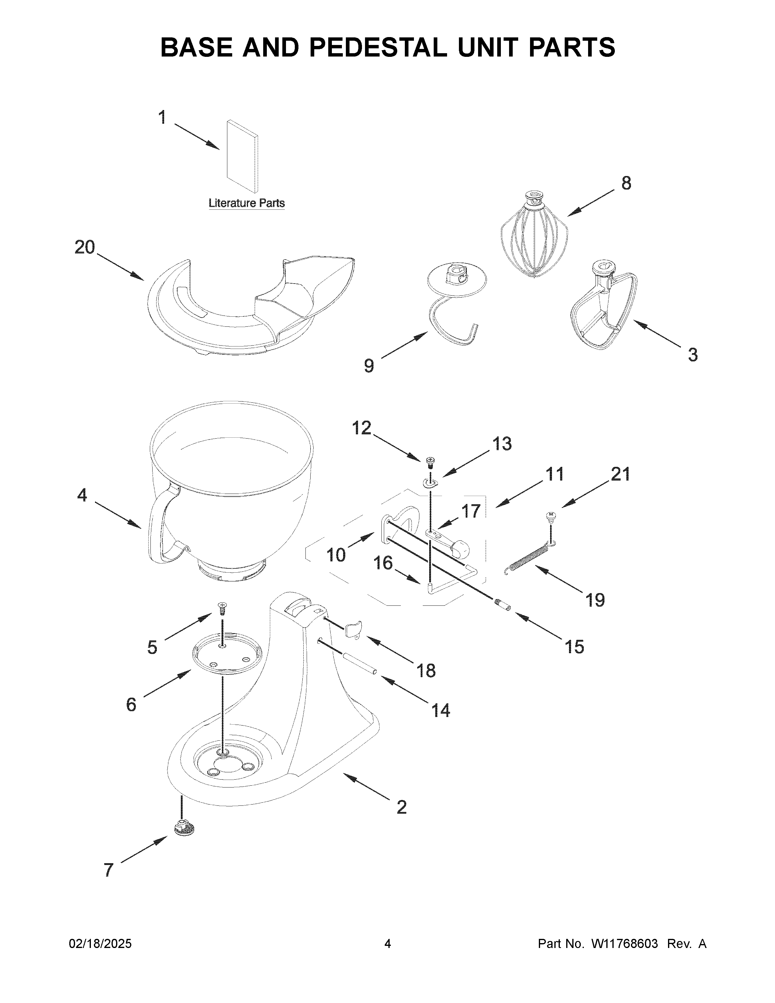 Base and pedestal unit parts