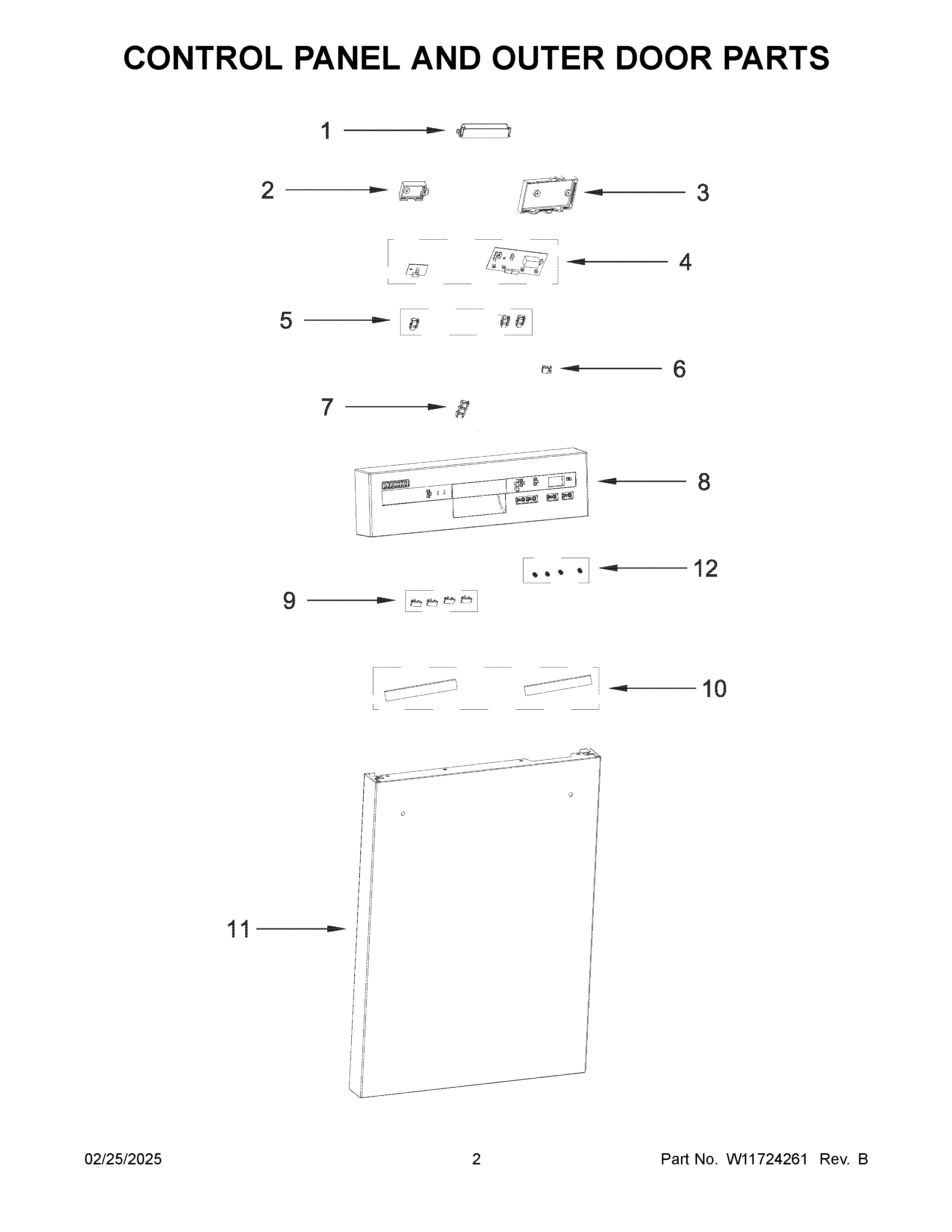Control panel and outer door parts