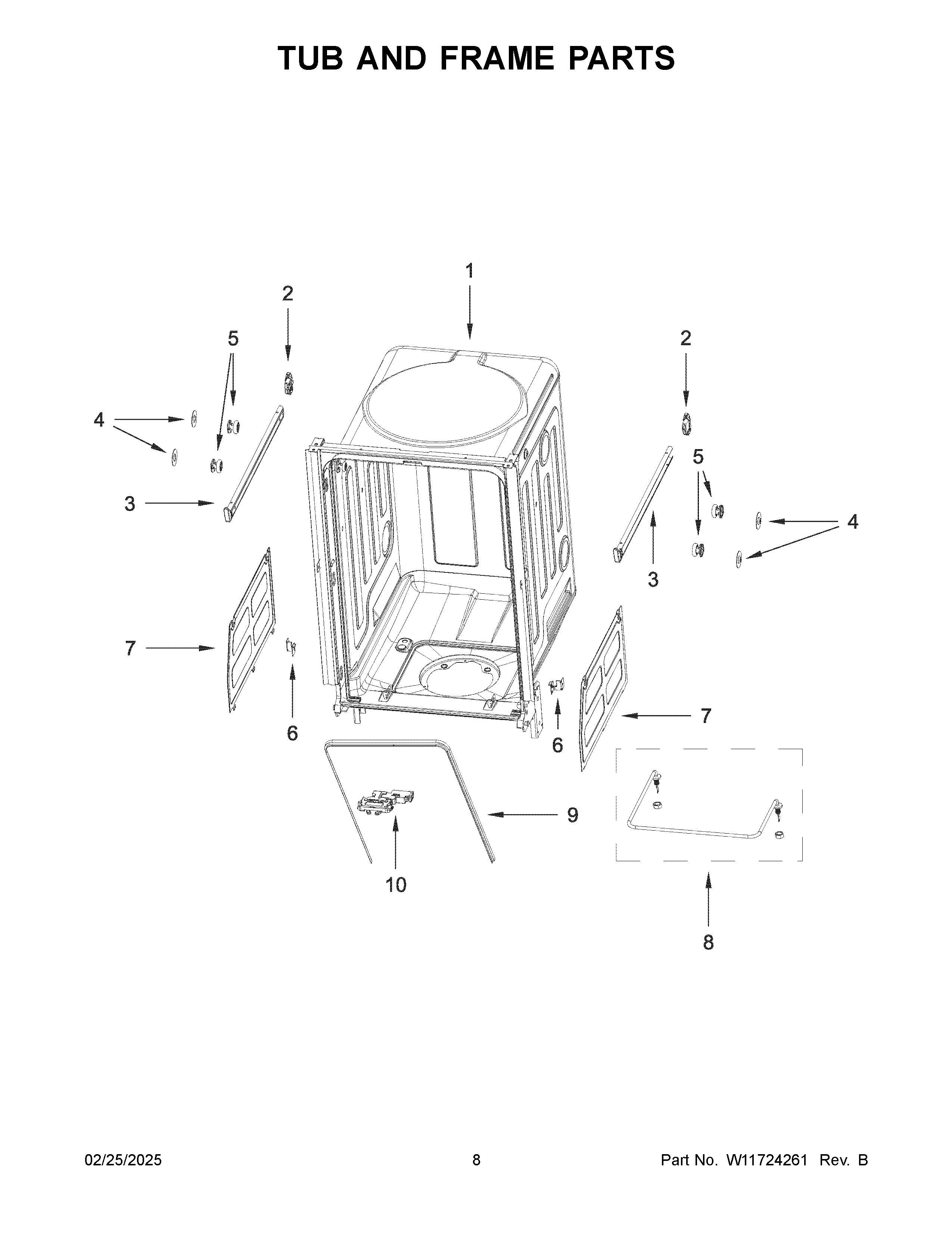 Tub and frame parts