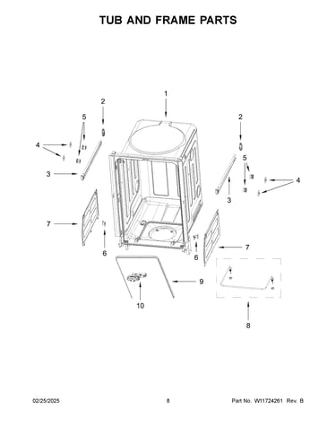 Tub and frame parts