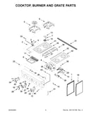 Cooktop, burner and grate parts