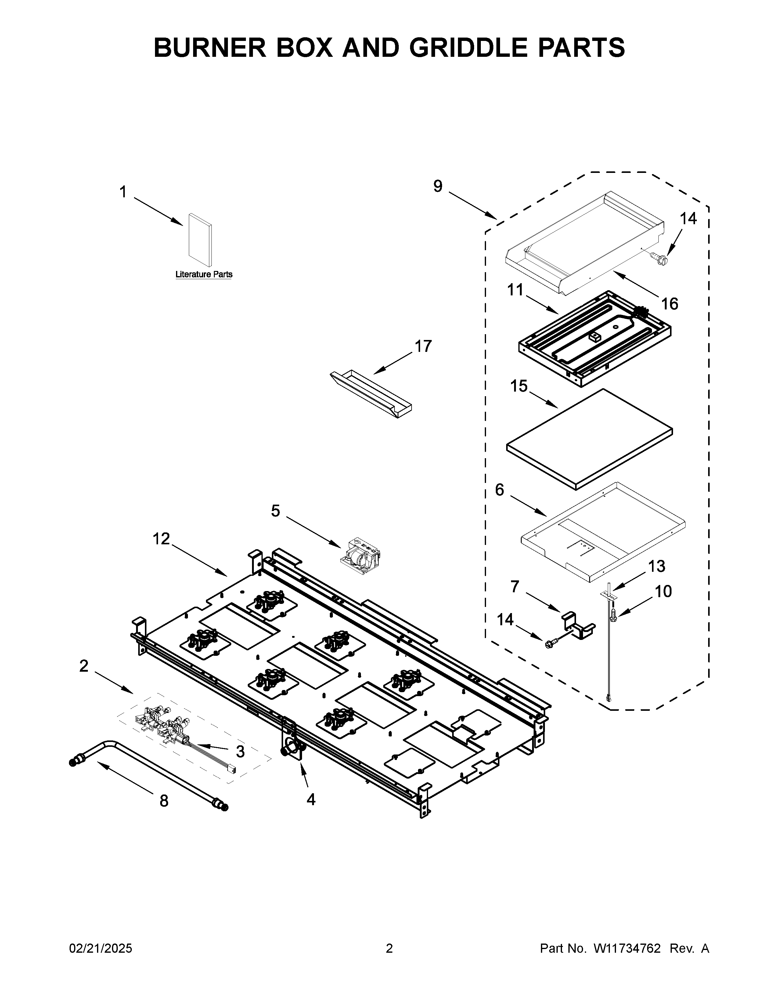 Burner box and griddle parts