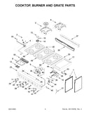 Cooktop, burner and grate parts