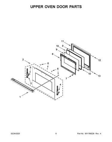 Upper oven door parts