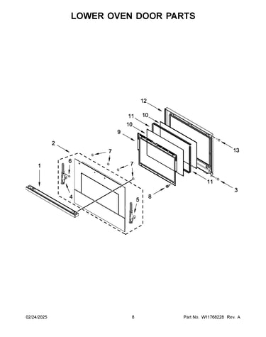 Lower oven door parts