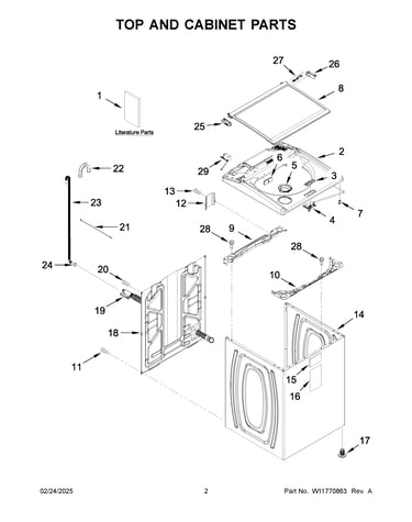 Top and cabinet parts