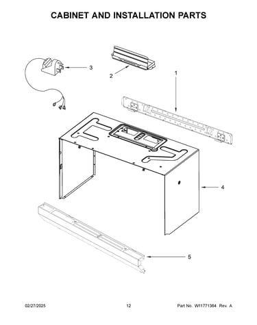 Cabinet and installation parts
