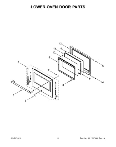 Lower oven door parts