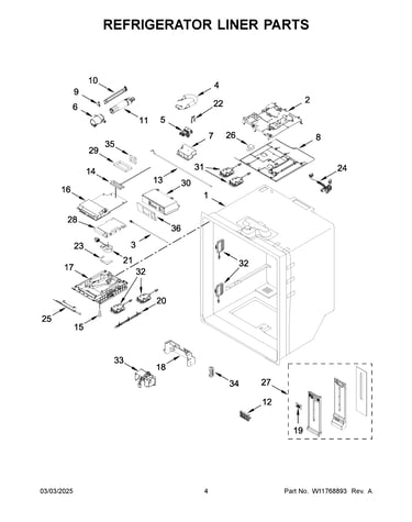 Refrigerator liner parts