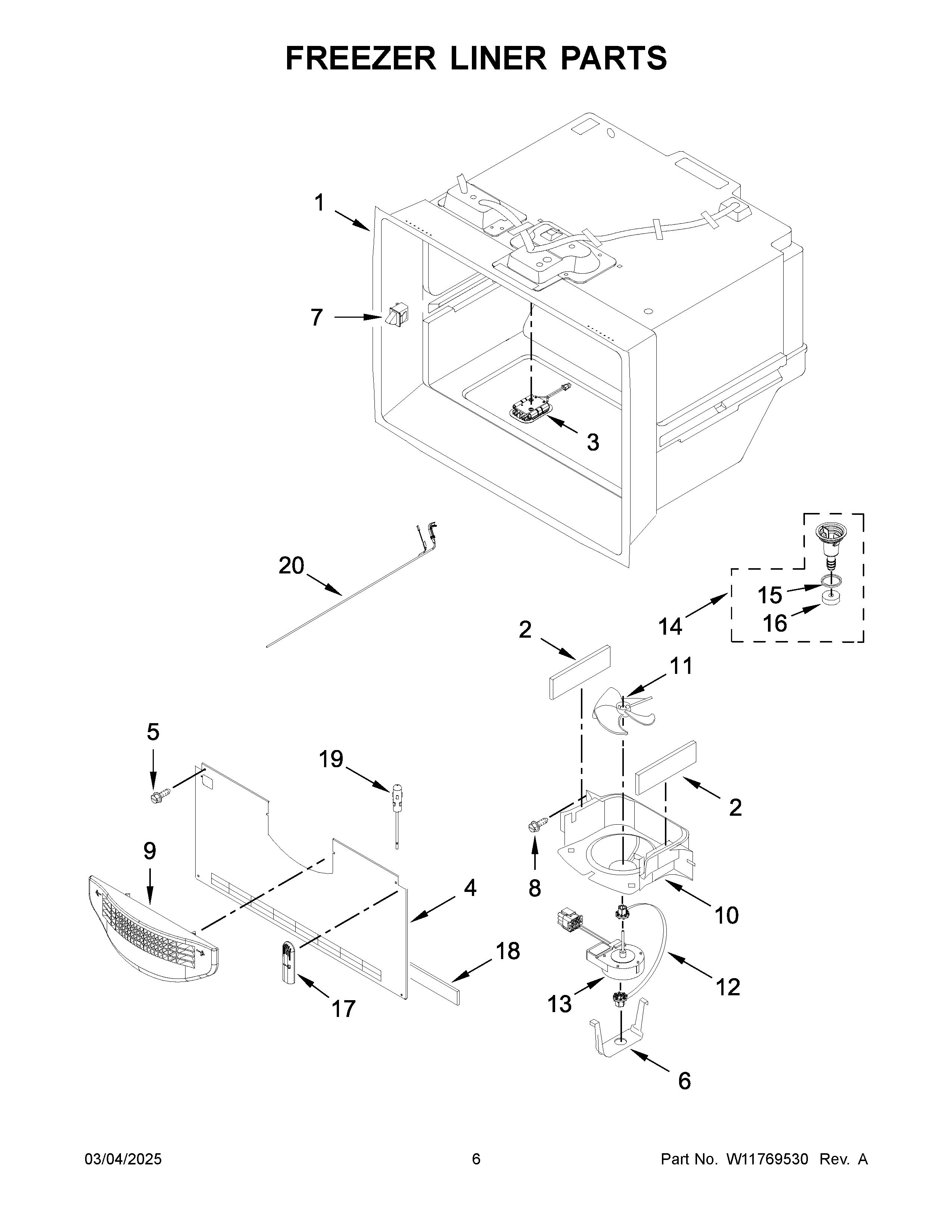 Freezer liner parts