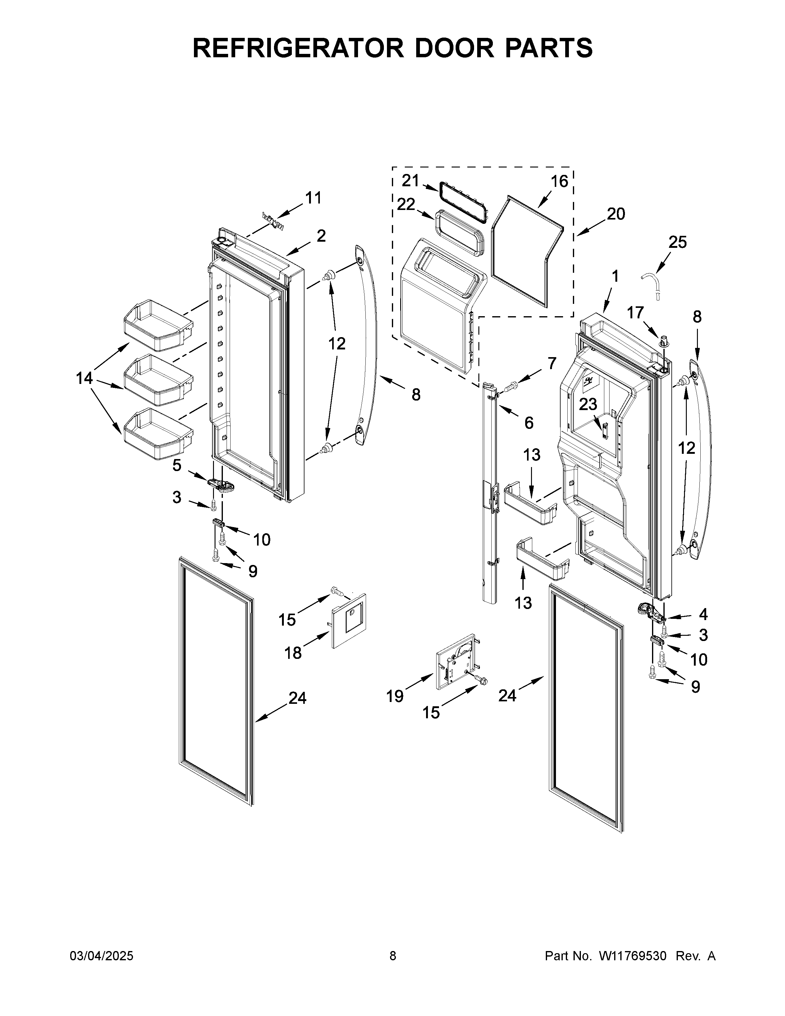 Refrigerator door parts