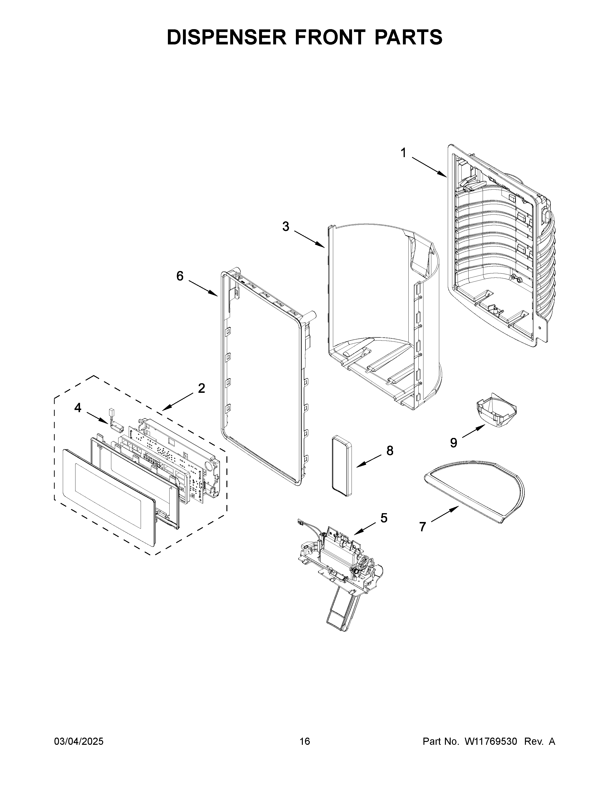 Dispenser front parts