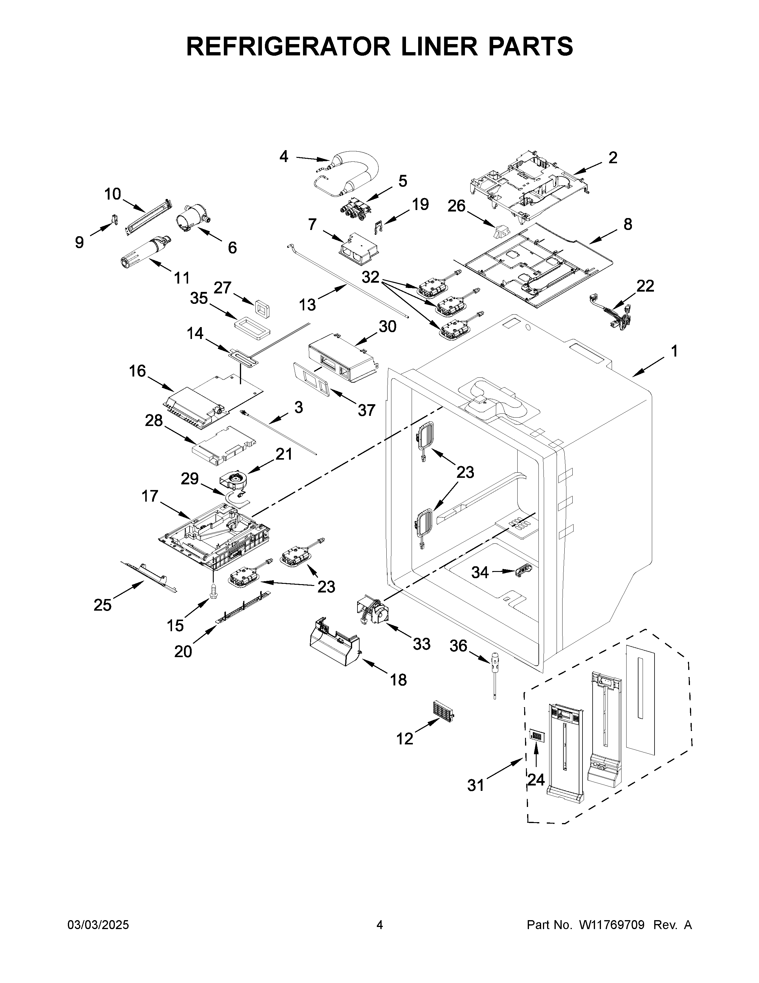 Refrigerator liner parts