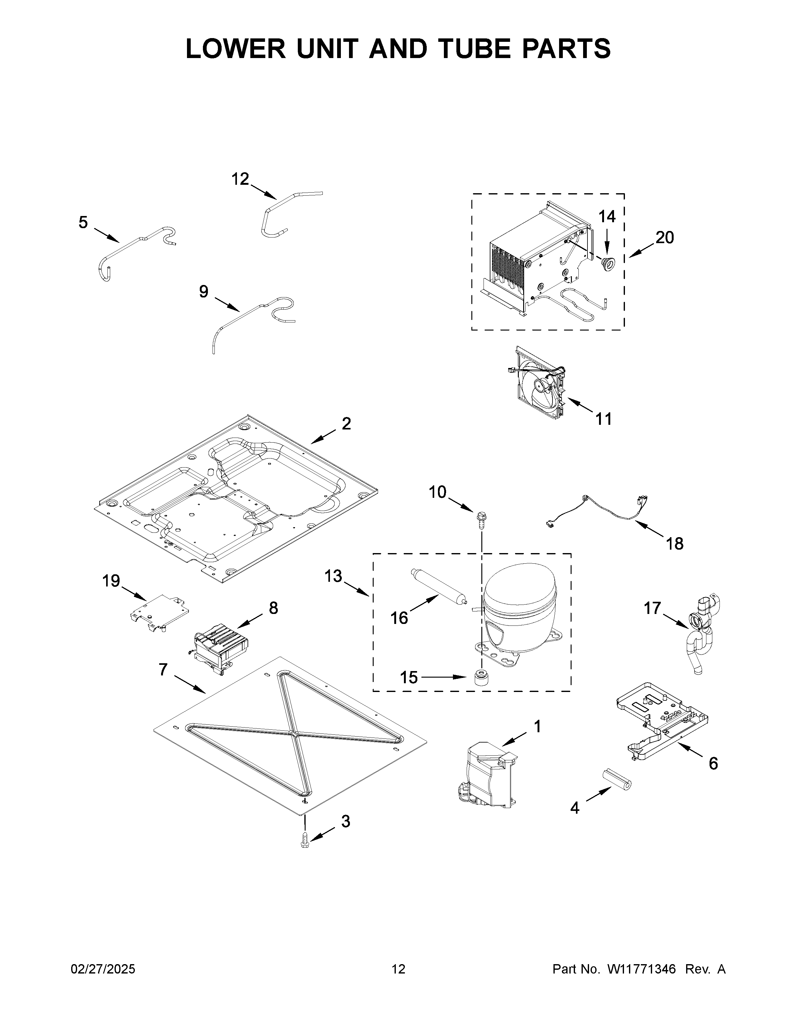 Lower unit and tube parts