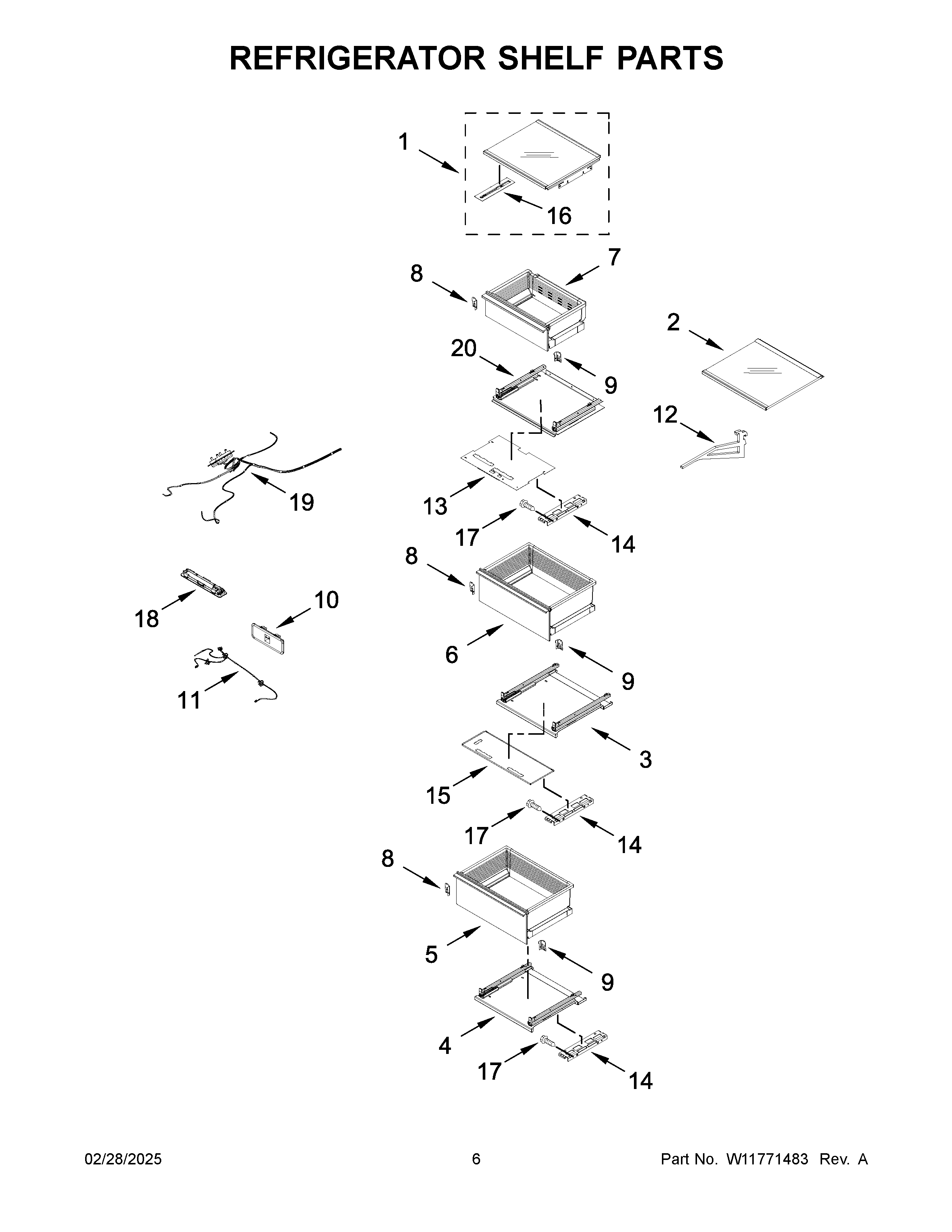 Refrigerator shelf parts