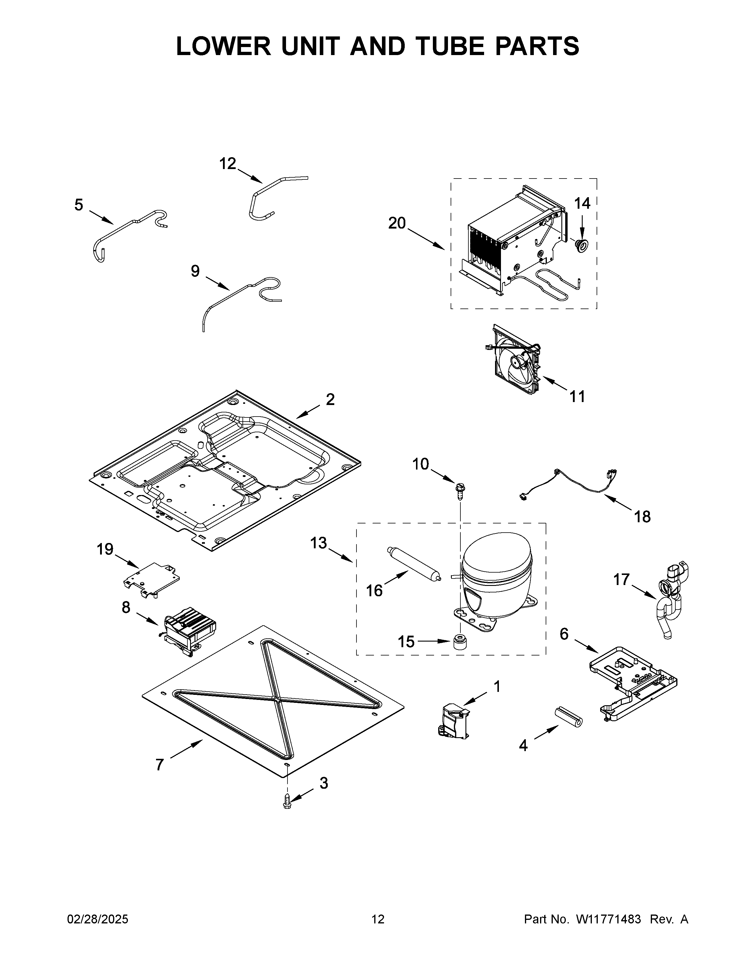 Lower unit and tube parts