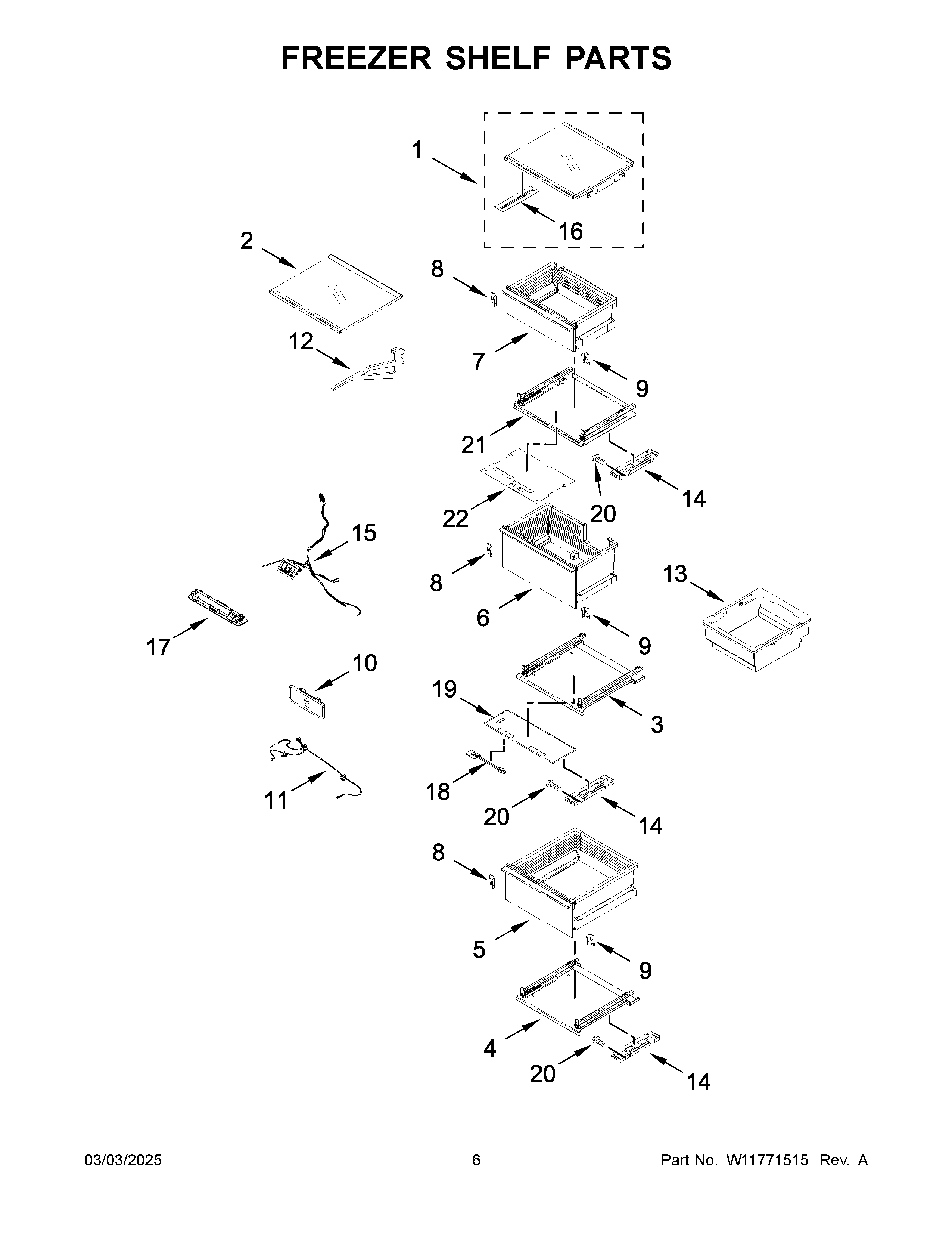 Freezer shelf parts
