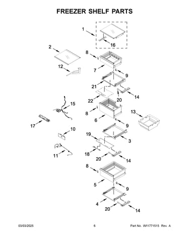 Freezer shelf parts