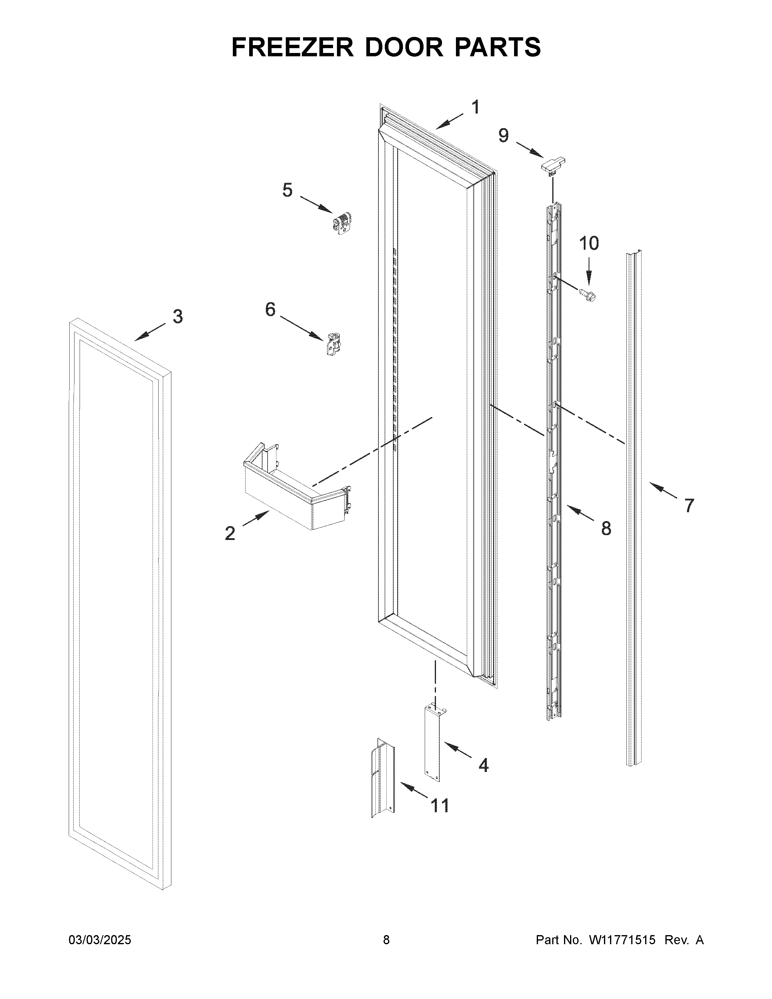 Freezer door parts