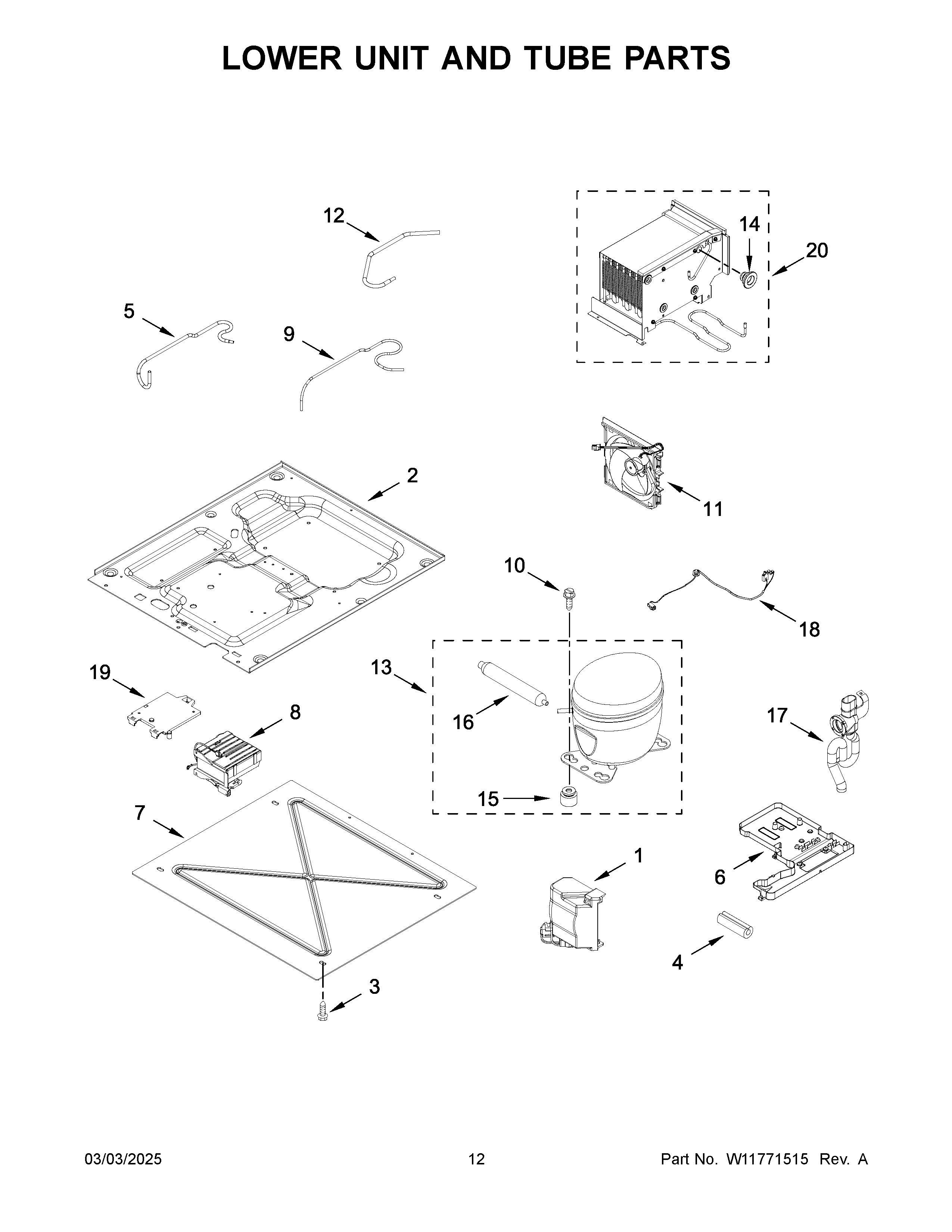 Lower unit and tube parts