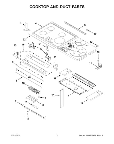 Cooktop and duct parts