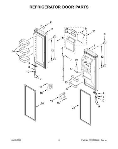 Refrigerator door parts