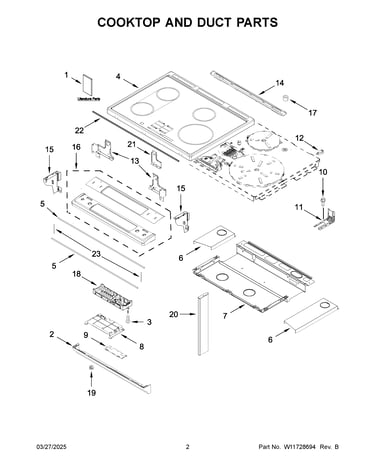 Cooktop and duct parts