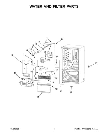 Water and filter parts